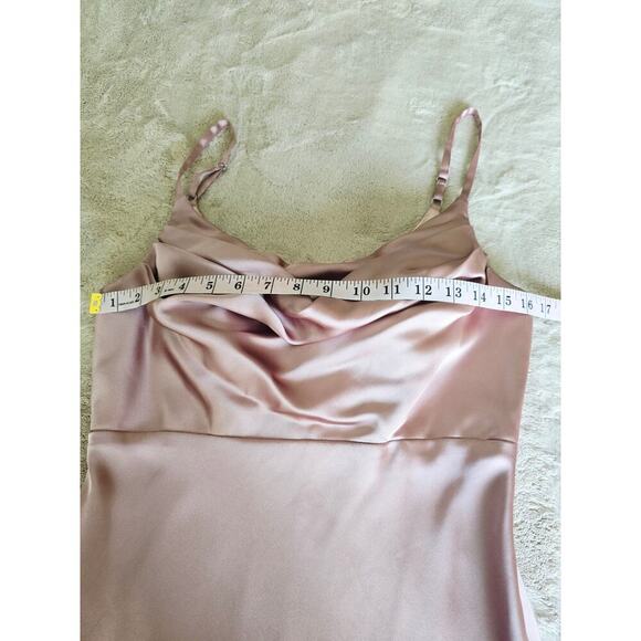 Revelry Pink Ember Satin Maxi Gown Bridesmaid Wedding Formal Side Slit Size 8 - Picture 9 of 11